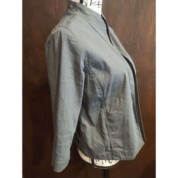 Eileen Fisher Petite Small PS Gray Linen Blend Open Blazer Minimalist Jacket - Picture 3 of 6